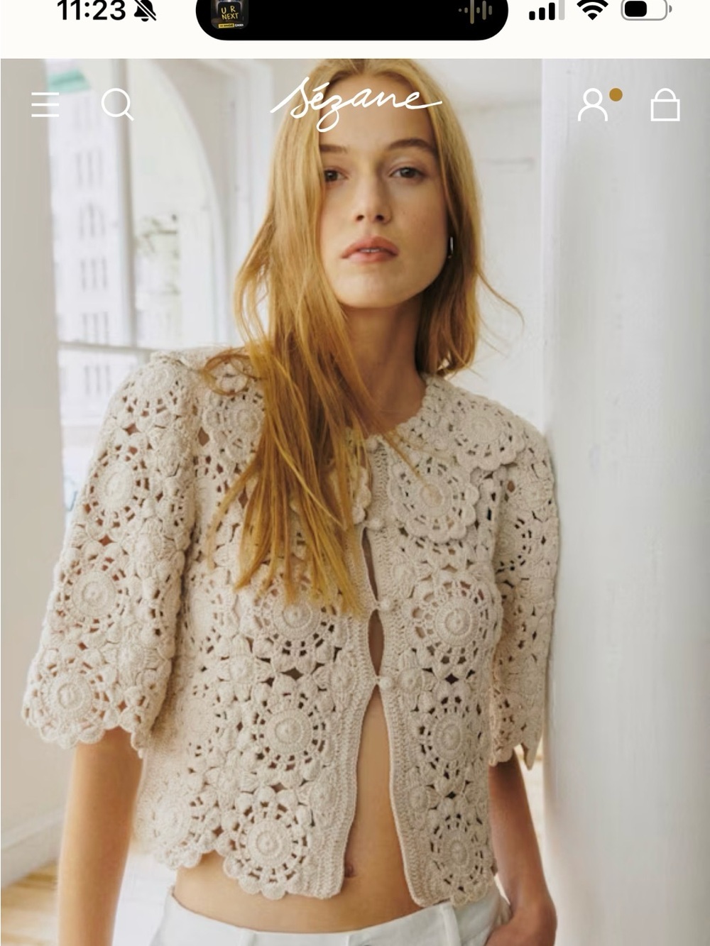 Sezane x SEA NY Mariella Crochet Button-Front Top
